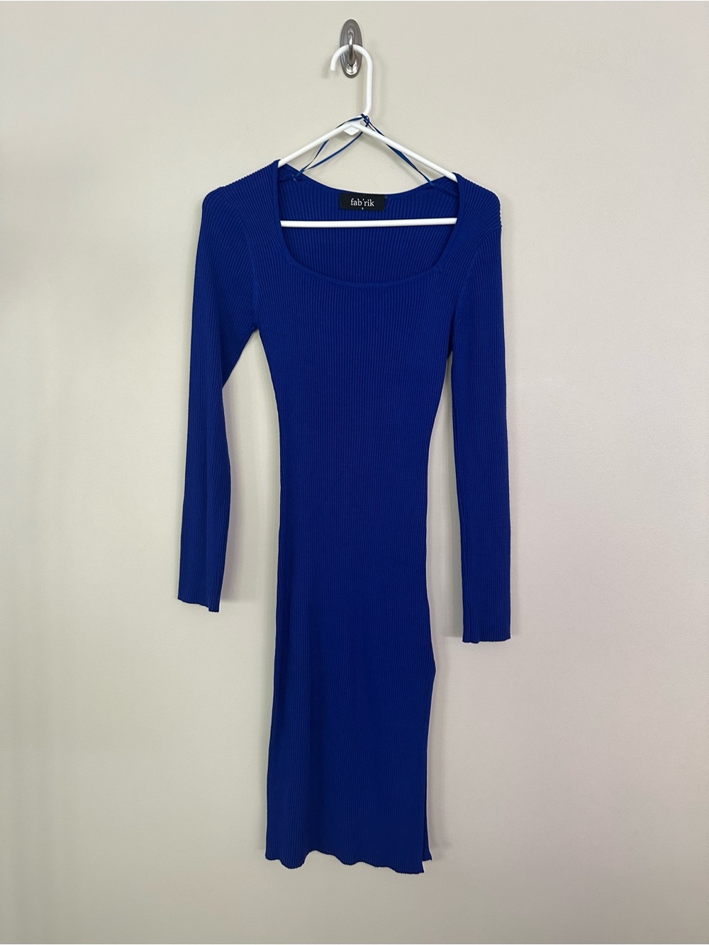 fab'rik Long Sleeve Ribbed Bodycon Dress - Royal Blue
